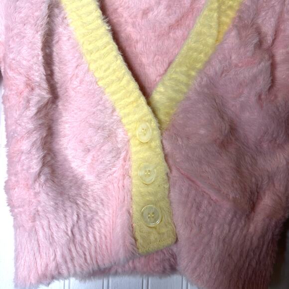 For Love & Lemons Sheila Cropped Cardigan Pink and Yellow - Picture 3 of 7